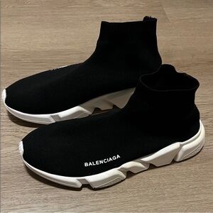 Balenciaga Black and White Knit Sneakers